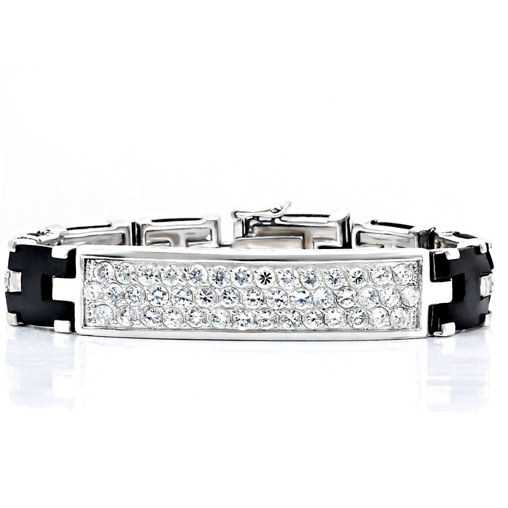 Rhodium 925 Sterling Silver Bracelet with AAA Grade CZ in Clear