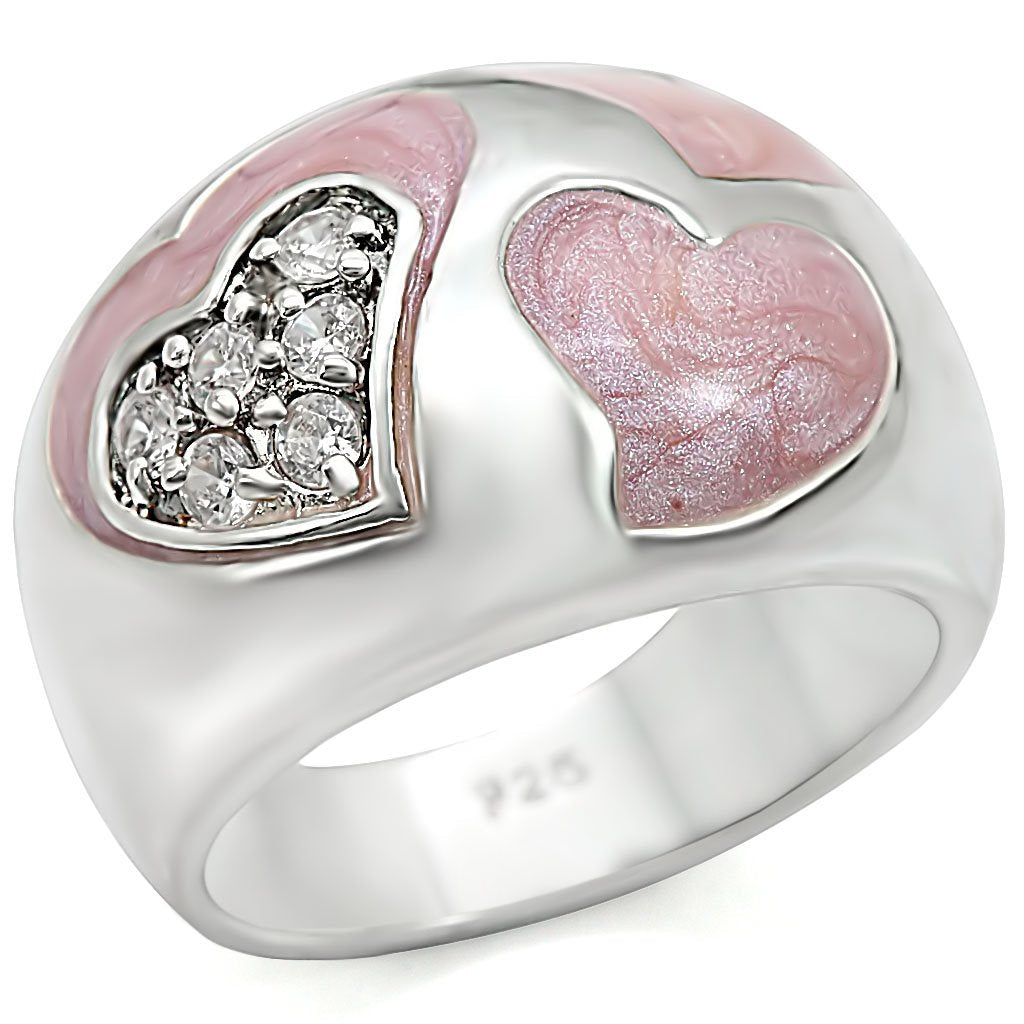 Rhodium 925 Sterling Silver Ring with AAA Grade CZ in Clear