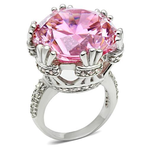 Silver 925 Sterling Silver Ring with AAA Grade CZ in Rose