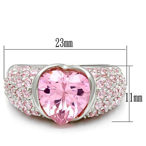 Silver 925 Sterling Silver Ring with AAA Grade CZ in Rose