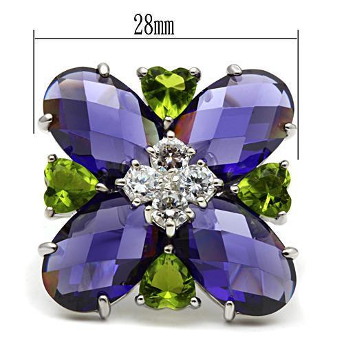 925 Sterling Silver, AAA CZ , Multi Color - LOS534