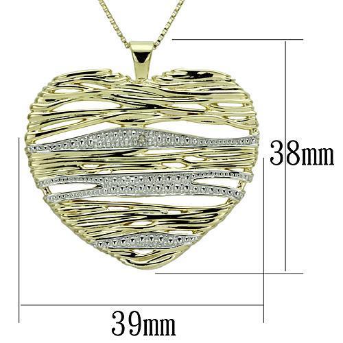 Gold+Rhodium 925 Sterling Silver Necklace with AAA Grade CZ in Clear