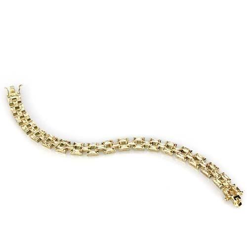 Gold 925 Sterling Silver Bracelet with AAA Grade CZ in Champagne