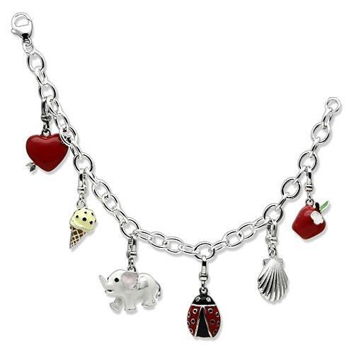 Silver 925 Sterling Silver Bracelet with Epoxy in Multi Color