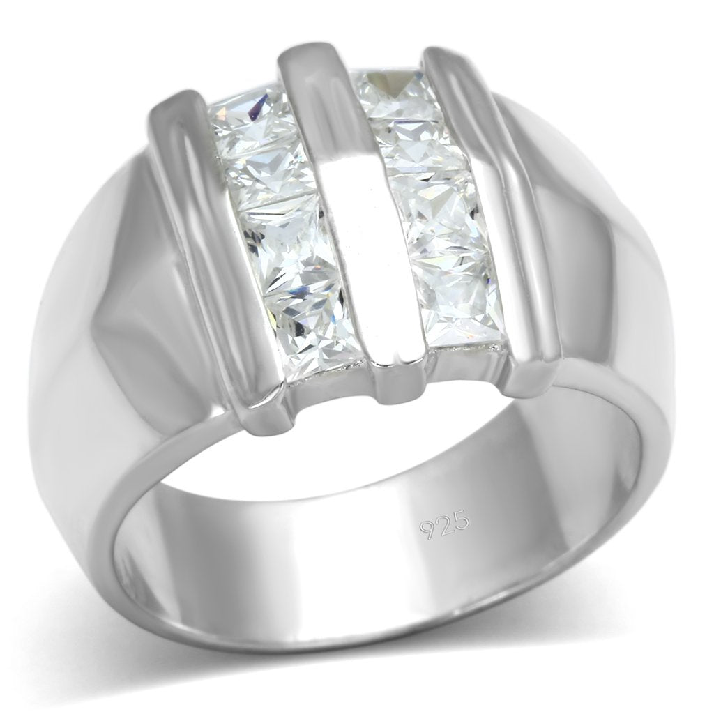 Silver 925 Sterling Silver Ring with AAA Grade CZ in Clear