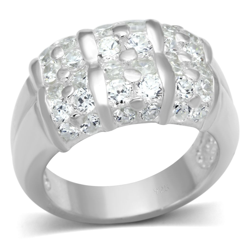 Silver 925 Sterling Silver Ring with AAA Grade CZ in Clear