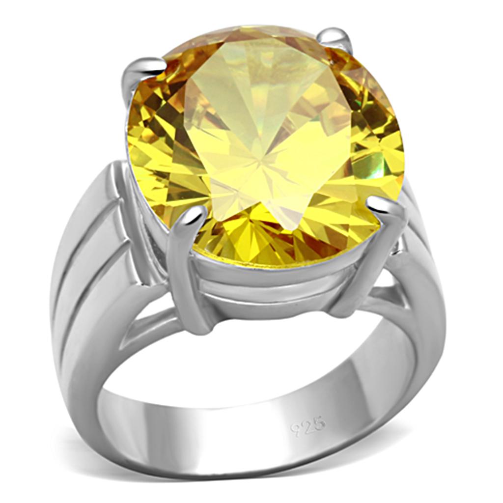 Silver 925 Sterling Silver Ring with AAA Grade CZ in Topaz