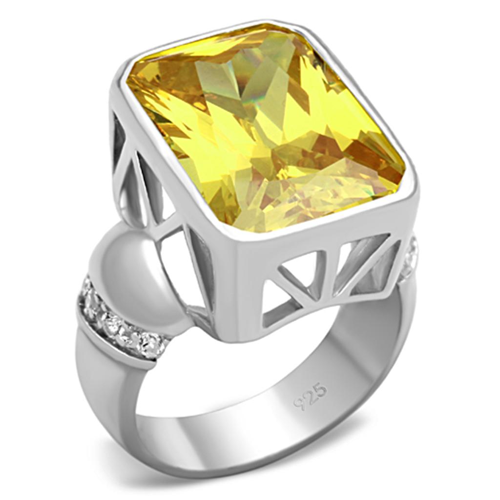 Silver 925 Sterling Silver Ring with AAA Grade CZ in Topaz