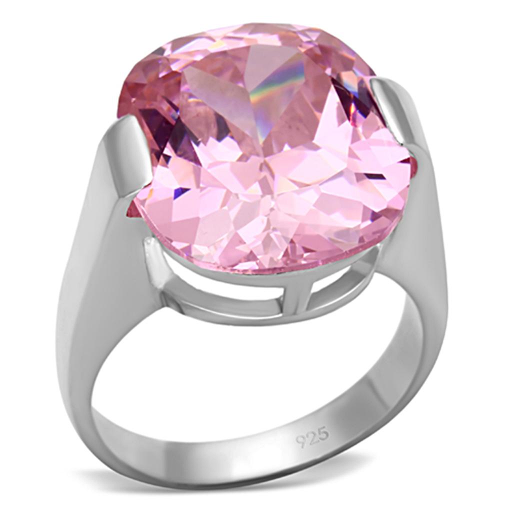 Silver 925 Sterling Silver Ring with AAA Grade CZ in Rose