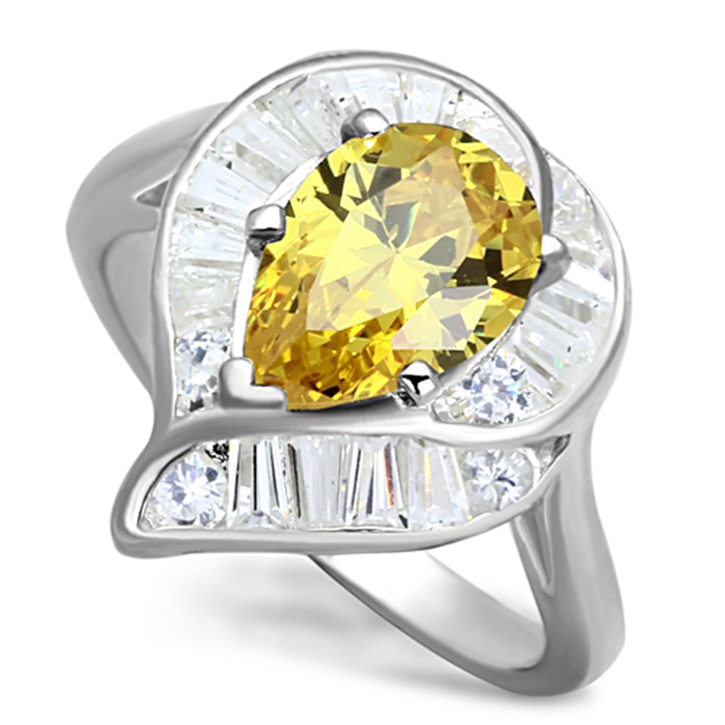 Silver 925 Sterling Silver Ring with AAA Grade CZ in Topaz