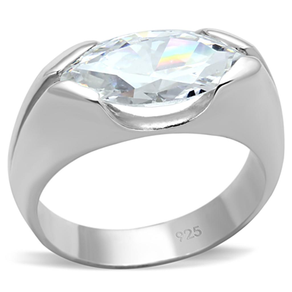 Silver 925 Sterling Silver Ring with AAA Grade CZ in Clear