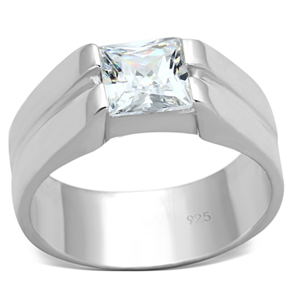 Silver 925 Sterling Silver Ring with AAA Grade CZ in Clear