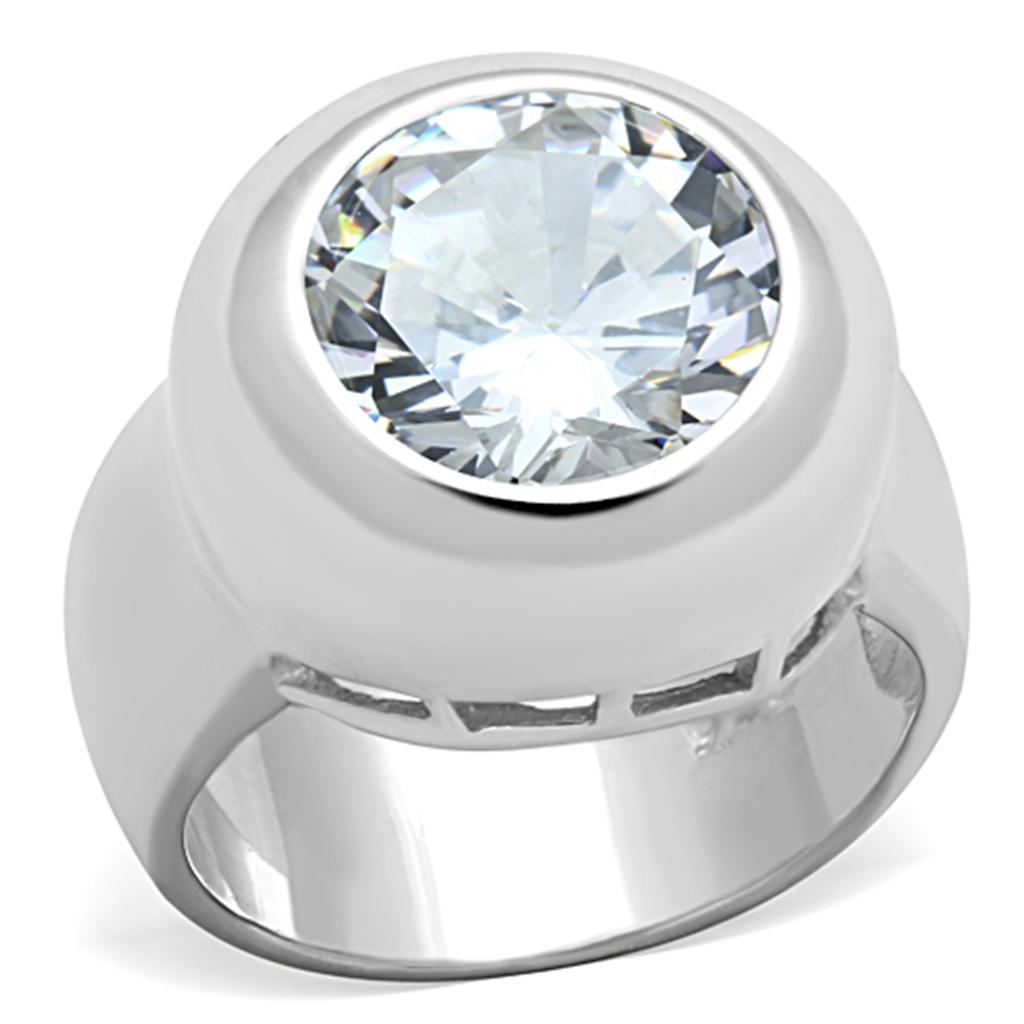 Silver 925 Sterling Silver Ring with AAA Grade CZ in Clear