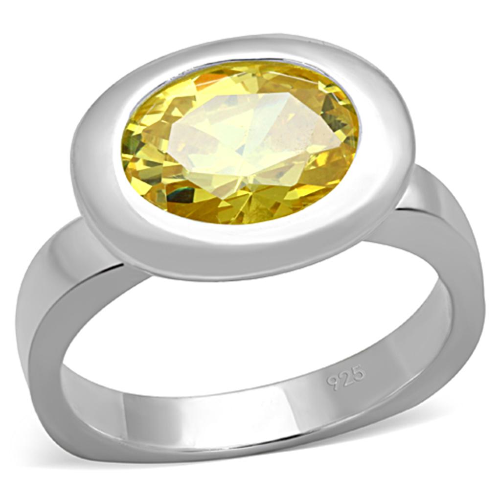 Silver 925 Sterling Silver Ring with AAA Grade CZ in Topaz