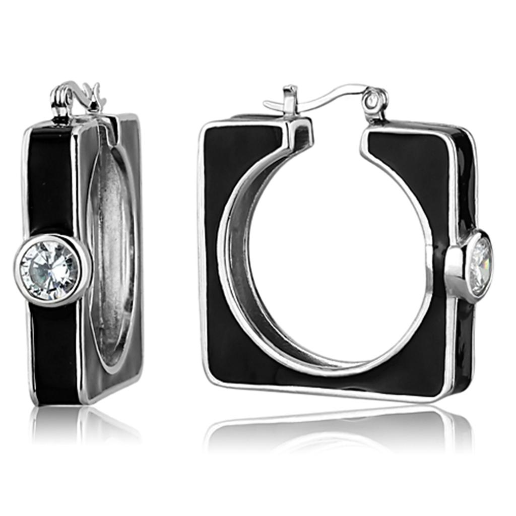 Rhodium 925 Sterling Silver Earrings with AAA Grade CZ in Clear