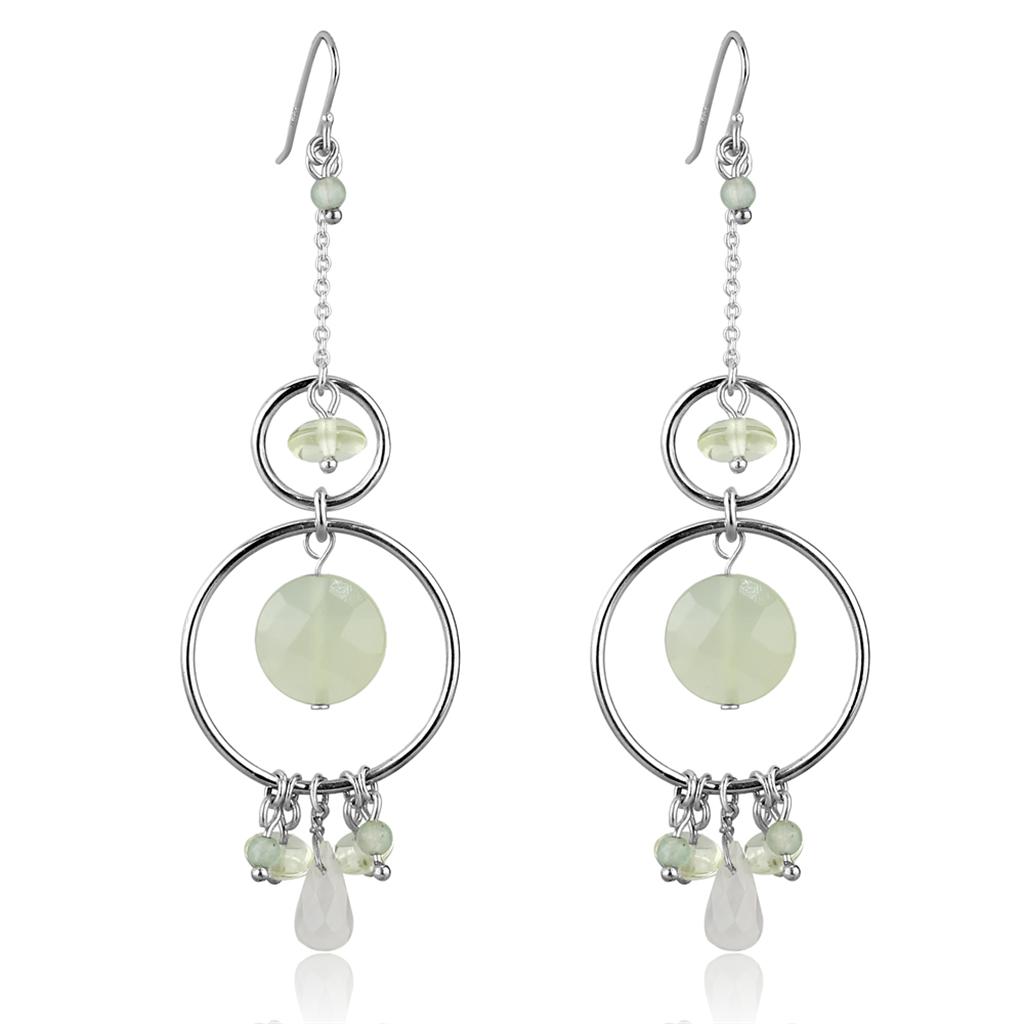 Silver 925 Sterling Silver Earrings with Synthetic Jade in Multi Color