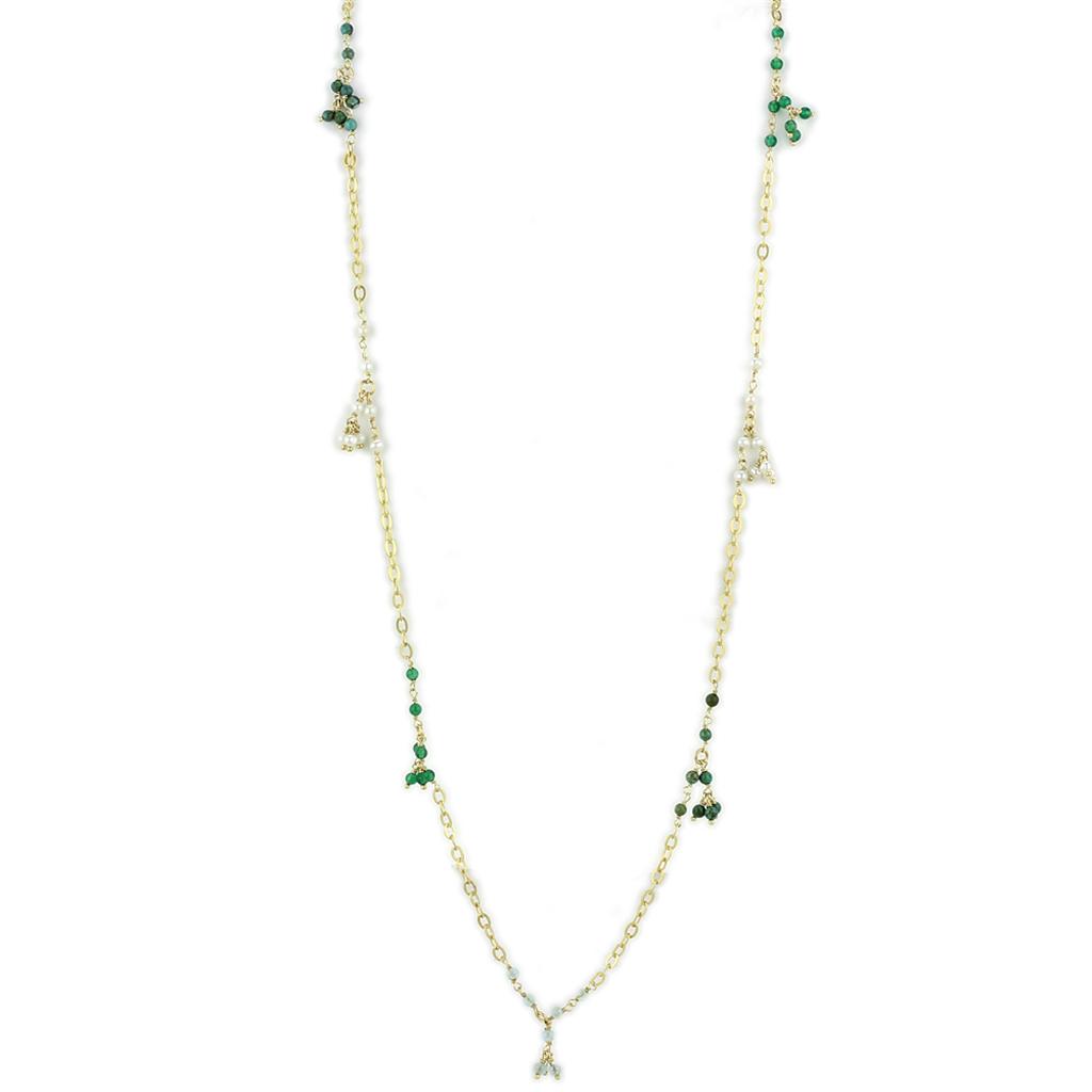 Matte Gold 925 Sterling Silver Necklace with Synthetic Turquoise in Multi Color