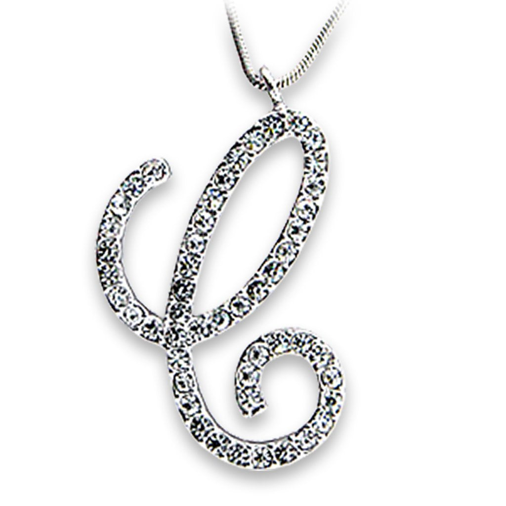 Rhodium Brass Pendant with Top Grade Crystal in Clear
