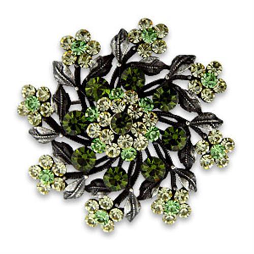 Antique Silver White Metal Brooches with Top Grade Crystal in Multi Color