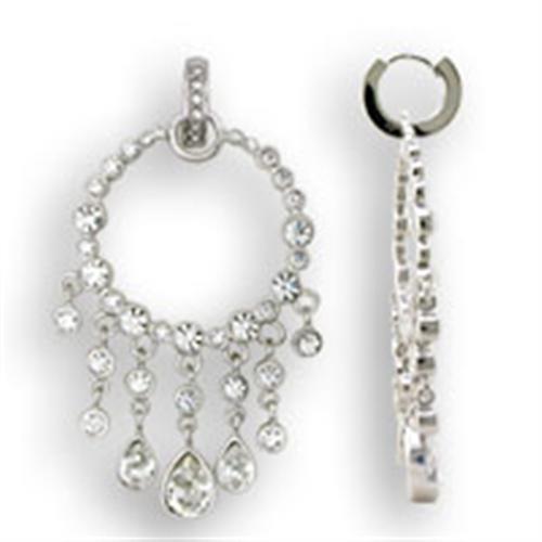 Rhodium 925 Sterling Silver Earrings with Top Grade Crystal in Clear