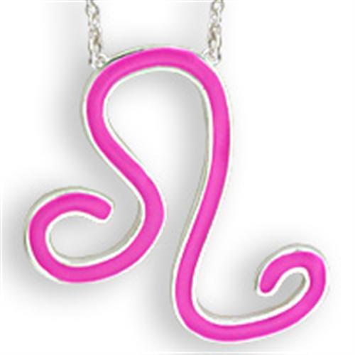 Silver Brass Chain Pendant with Epoxy in Rose
