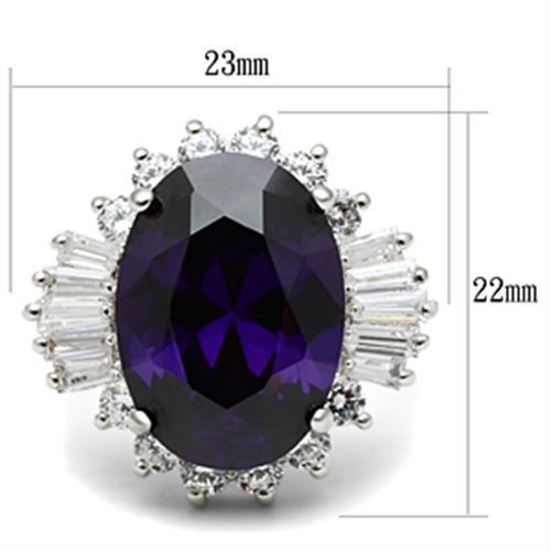 Silver 925 Sterling Silver Ring with AAA Grade CZ in Amethyst