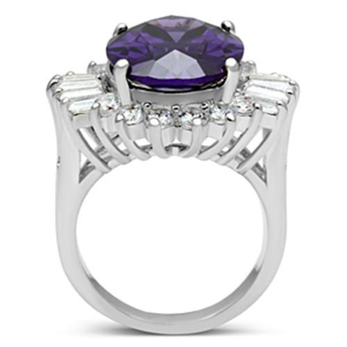 Silver 925 Sterling Silver Ring with AAA Grade CZ in Amethyst