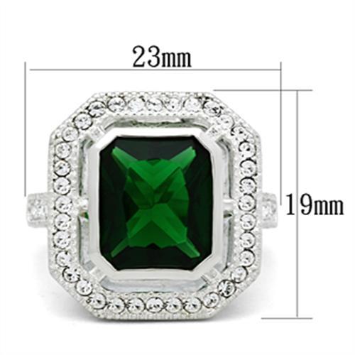 Silver 925 Sterling Silver Ring with Synthetic Synthetic Glass in Emerald