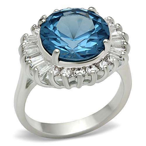 Silver 925 Sterling Silver Ring with Synthetic Spinel in London Blue