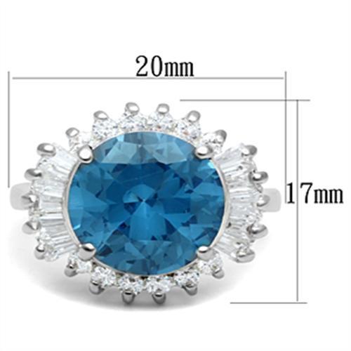 Silver 925 Sterling Silver Ring with Synthetic Spinel in London Blue