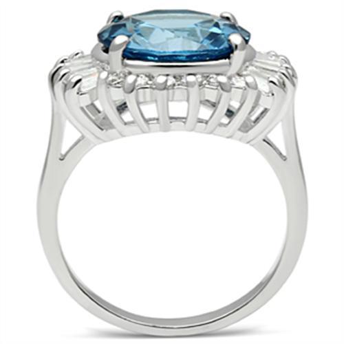 Silver 925 Sterling Silver Ring with Synthetic Spinel in London Blue