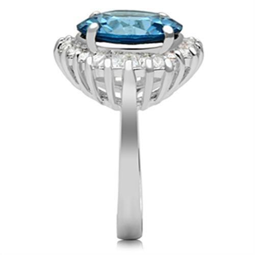 Silver 925 Sterling Silver Ring with Synthetic Spinel in London Blue