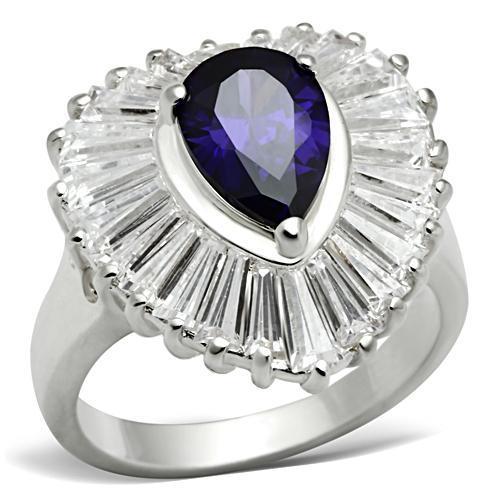 Silver 925 Sterling Silver Ring with AAA Grade CZ in Tanzanite