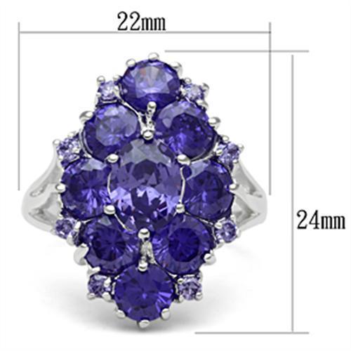 Silver 925 Sterling Silver Ring with AAA Grade CZ in Tanzanite
