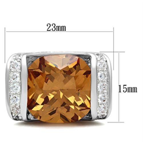 Silver 925 Sterling Silver Ring with AAA Grade CZ in Champagne