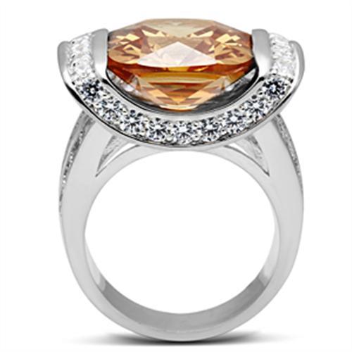 Silver 925 Sterling Silver Ring with AAA Grade CZ in Champagne