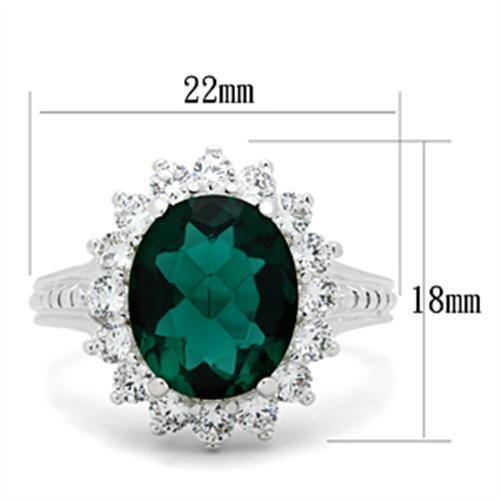 Silver 925 Sterling Silver Ring with Synthetic Synthetic Glass in Blue Zircon