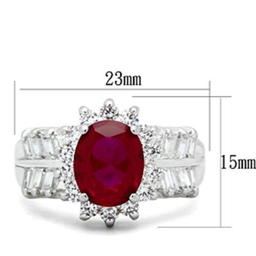 Silver 925 Sterling Silver Ring with AAA Grade CZ in Ruby