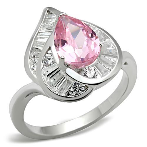 Silver 925 Sterling Silver Ring with AAA Grade CZ in Rose