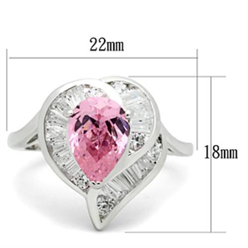 Silver 925 Sterling Silver Ring with AAA Grade CZ in Rose