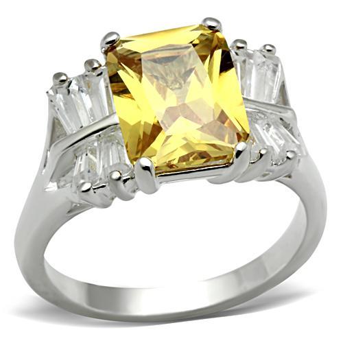 Silver 925 Sterling Silver Ring with AAA Grade CZ in Topaz