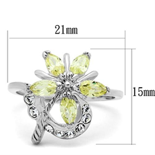 Silver 925 Sterling Silver Ring with AAA Grade CZ in Apple Green color