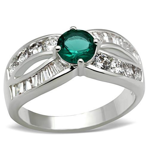 Silver 925 Sterling Silver Ring with Synthetic Synthetic Glass in Blue Zircon