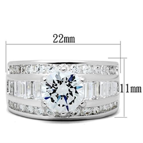 Silver 925 Sterling Silver Ring with AAA Grade CZ in Clear