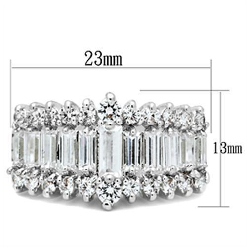 Silver 925 Sterling Silver Ring with AAA Grade CZ in Clear