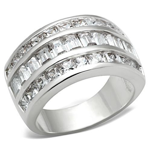 Silver 925 Sterling Silver Ring with AAA Grade CZ in Clear