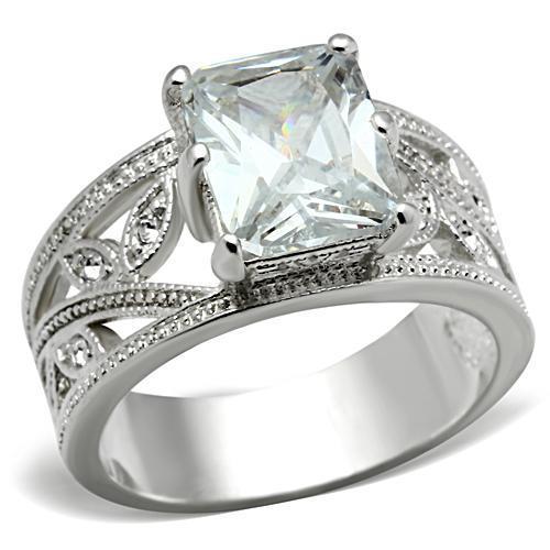 Silver 925 Sterling Silver Ring with AAA Grade CZ in Clear