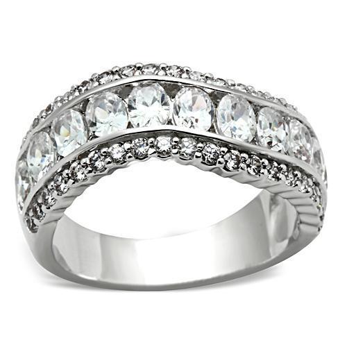Silver 925 Sterling Silver Ring with AAA Grade CZ in Clear