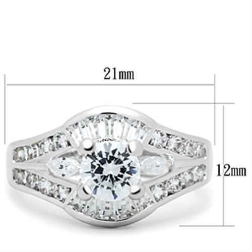 Silver 925 Sterling Silver Ring with AAA Grade CZ in Clear