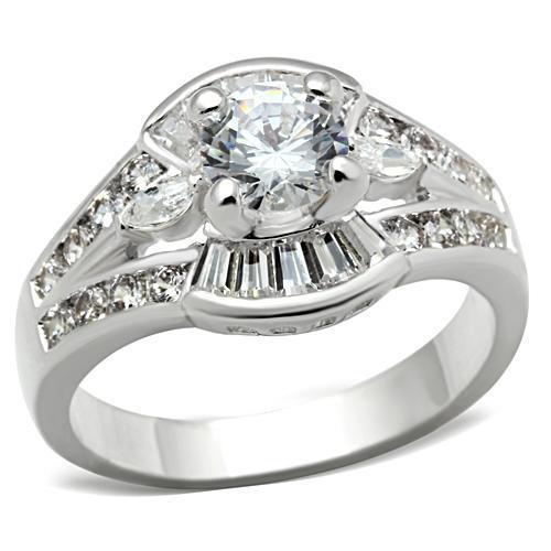 Silver 925 Sterling Silver Ring with AAA Grade CZ in Clear